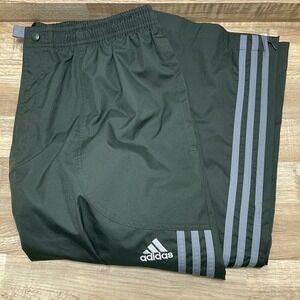 Vintage Adidas Mens XL Forest Green Grey Stripe Windbreaker Track Pants Zip Leg